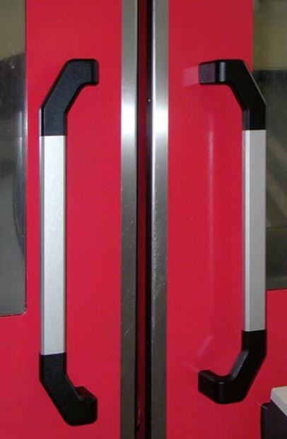 Leschhorn MS-04.300.11   universeller Alu-Maschinengriff A 300,     Schenkel schwarz / Steg natur - Leschhorn MS-04 universelle Maschinen- und Apparategriffe