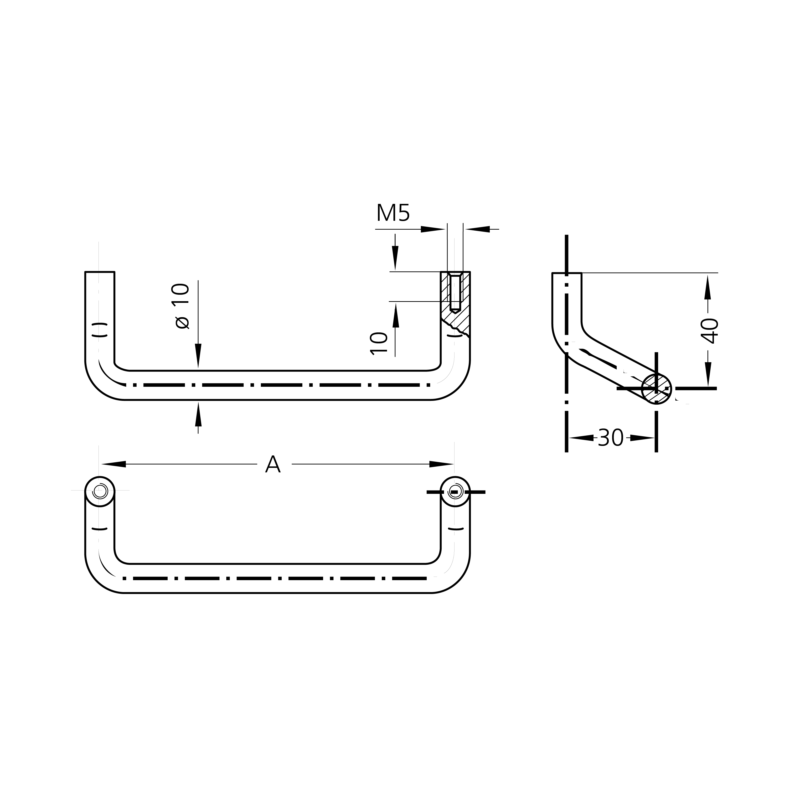 Leschhorn EAE-10.086.54 Economy abgewinkelte Bügelgriffe Rundaluminium, A 86, schwarz pulverbeschichtet - LE Economy EAE abgewinkelte Buegelgriffe - Massblatt