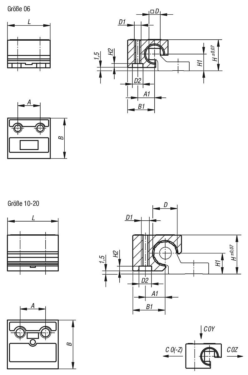 Norelem 21240-1020 GLEITWAGEN DRY LIN® W, LOSLAGER - DryLin W Gleitwagen -  - Massblatt