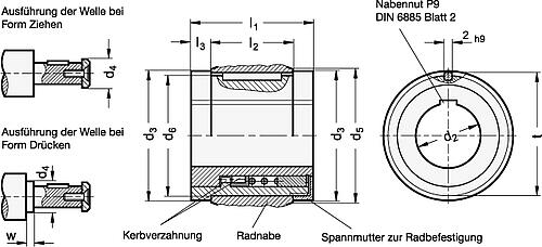 Ganter 000.4-1-K12 KUPPLUNGSSATZ - GN 000-4 Kupplungssaetze fuer Sicherheits Handraeder-Skizze