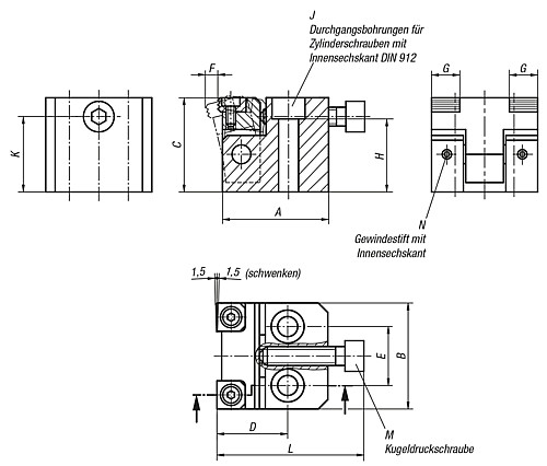 Norelem 04578-080400 NIEDERZUGSPANNER DOPPELSEITIG M8 - Norelem 04578 Niederzugspanner