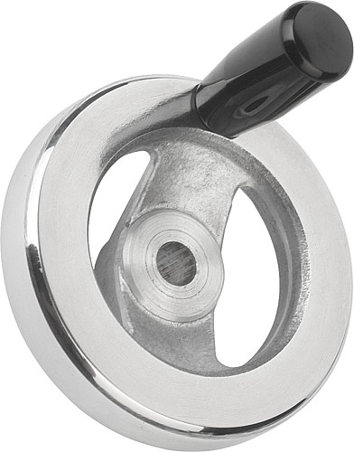 Norelem 06277-2080X10 2 SPEICHENHANDRAD ALU, FESTST.GR.O.NUT, D1=80, D2=10 - Norelem 06277-MFG 2 Speichenhandraeder aus Aluminium - gerader Radkranz - mit festem Zylindergriff