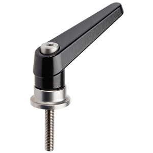 Halder 24420.1232 Verstellbarer Klemmhebel mit Axiallager aus rostfreiem Stahl mit Schraube Ø 25 x M 10 x 29, schwarz - Verstellbare Klemmhebel Verstellbare Klemmhebel mit Axiallager aus rostfreiem Stahl