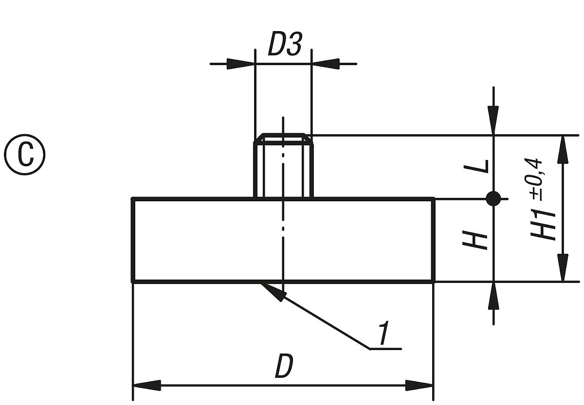 Norelem 09069-27 FLACHGREIFER AUS NEODYM, FORM C, D=25 - NLM 09069-C Flachgreifer aus NdFeB Form C - Massblatt