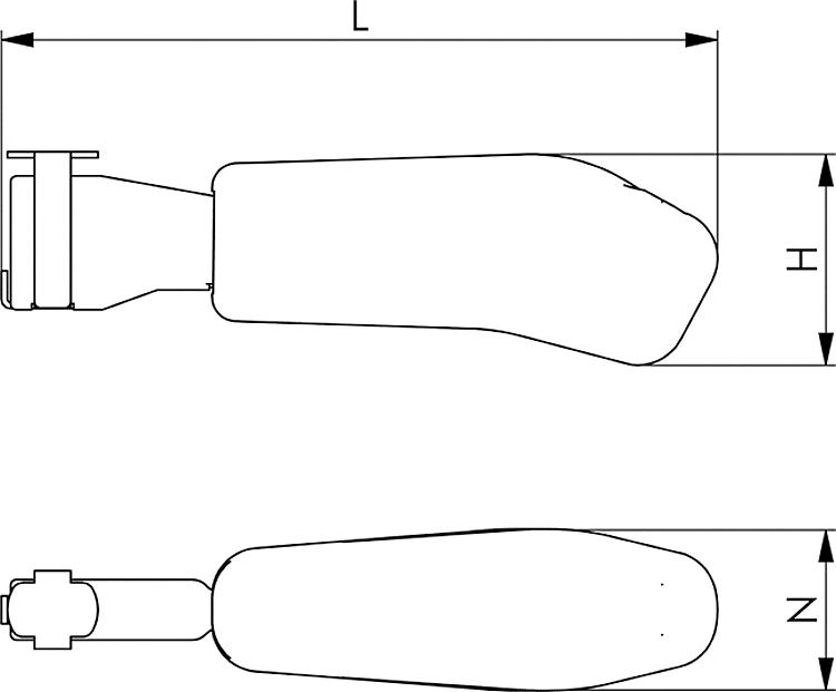 AMF 6837H-2 Roter Handgriff, abnehmbar, Größe : 2, H: 26, L: 93,0 - LE 6837H Handgriff - abnehmbar -Skizze