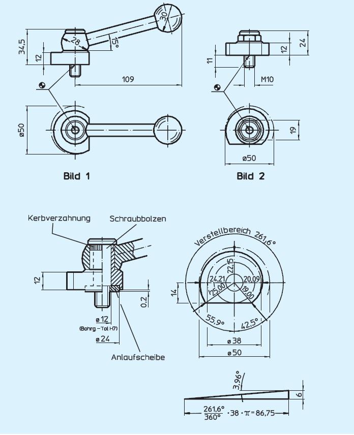 Halder 23410.0150 Exzenterspanner mit Spannschraube, Stahl - EH 23410 Exzenterspanner