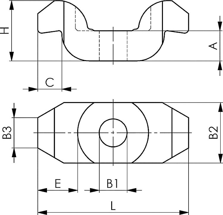 AMF 6317-25x140 Spanneisen, doppelt gekröpft, für Spannschraube: M20-M24, A: 30, L: 140 - LE 6317 Spanneisen - doppelt gekroepft -Skizze