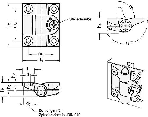 Ganter 233-37-43-SW SCHARNIER MIT EINSTELLBARER FRIKTION - GN 233 Scharniere mit einstellbarer Friktion - Kunststoff-Skizze