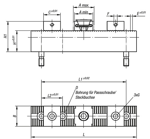 Kipp K0902.08 MEHRFACHSPANNSYSTEM M8 HARTE ANSCHLÄGE - KIPP K0902 Mehrfach Spannsysteme harte Anschlaege