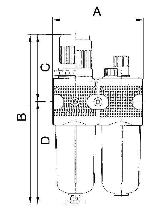 RIEGLER CL 33 K-HA Wartungseinheit 2-tlg. »multifix«, mit PC-Behälter, BG 3, G 1/2 - LE71512 CL 33 K-HA Wartungseinheit - zweiteilig mit Polycarbonatbehaelter und Tropfaufsatz aus PA