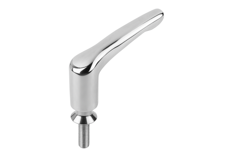 Kipp K1317.106X20 KLEMMHEBEL HYGIENIC USIT® MIT BUND GR.1, M06X20, EDELSTAHL 1.4404 POLIERT, KOMP:75 EPDM 295 - K1317 Klemmhebel HYGIENIC USIT mit Aussengewinde und Bund - Edelstahl - poliert