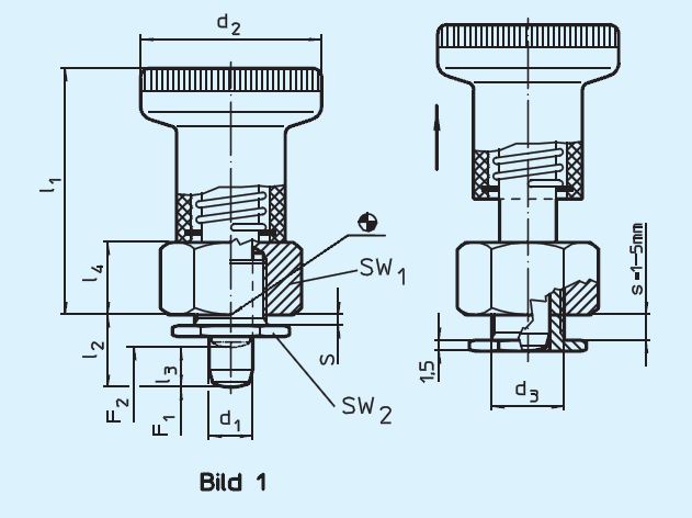 Halder 22120.0287 Rastbolzen für dünnwandige Teile Ø 6 x 10.5, mit Arretierung - EH 22120 Rastbolzen fuer duennwandige Teile