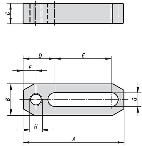 Kipp K0838.08063 VERSCHIEBBARES SPANNEISEN A=63, H=M8, - KIPP K0838 Spanneisen verschiebbar