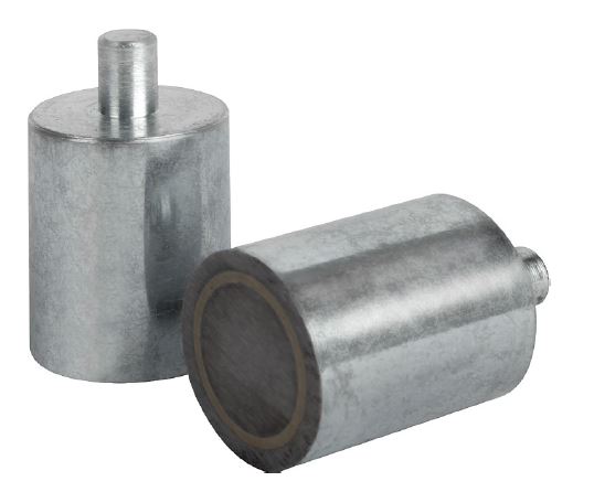 Norelem 09063-01 HALTEMAGNET RUND, MIT ZAPFEN, D=6, D1=3 - Norelem 09063 Haltemagnete rund mit Zapfen -Stabgreifer- aus AlNiCo