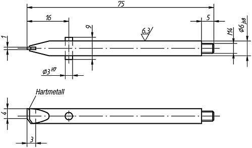 Norelem 33028-06075 TASTBOLZEN FLACH - Norelem 33028 Tastbolzen flach