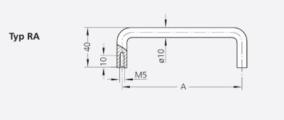 Leschhorn RA-10.055.9003A Bügelgriff, Antibakteriell, Rundaluminium, A 55 - LE RA antibakterielle Buegelgriff Serie - Massblatt