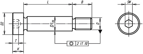 Kipp 7379-08X30 ZYLINDERKOPFSCHRAUBE ISO 7379 MIT ANSATZ,  D=M6, D1=8, L=30 - KIPP K0705 Zylinderkopfschrauben mit Ansatz aehnlic