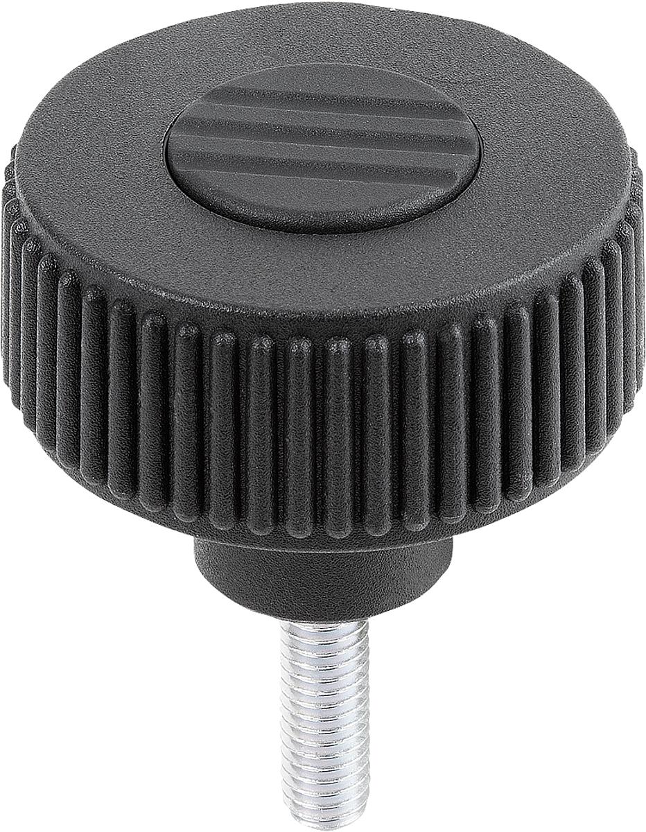 Kipp K0260.5106X20 NOVO.GRIP RÄNDELRAD  GR.1  FORM L, D=40  M6X20, DECKEL SCHWARZGRAU - K0260-5106X20 NOVO GRIP RAENDELRAD GR 1 FORM L - D 40 M6X20 - DECKEL SCHWARZGRAU