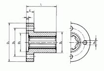 Leschhorn Keilnaben DIN ISO 14-F, KN11x14, mit Flansch, Stahl C45 - Flansch mit TZ