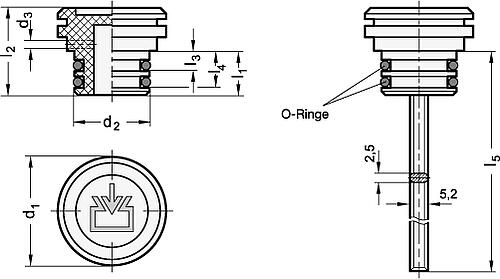 Ganter 748-30-20-A-1 ELESA STOPFEN FÜR ÖL EINFÜLLSTUTZEN - GN 748 Stopfen fuer Oel Einfuellstutzen - Kunststoff-Skizze