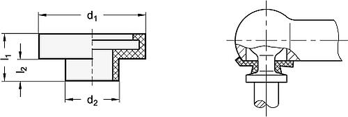 Ganter 710-12 DICHTKAPPE - GN 710 Dichtkappen fuer Winkelgelenke DIN 71802-Skizze
