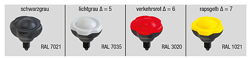 Norelem 03190-1105 ARRETIER  UND SPANNGRIFF GR.1, D=50, M10X1, DECKEL SCHWARZGRAU - Norelem 03190 Arretier und Spanngriffe