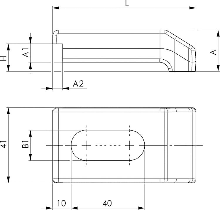 AMF 6325G Spannpratze für Maschinenschraubstöcke, Paar, A1xA2: 10x5,5, A: 22,5, B1: 16,5 - LE 6325G Spannpratze fuer Maschinenschraubstoecke - Paar-Skizze