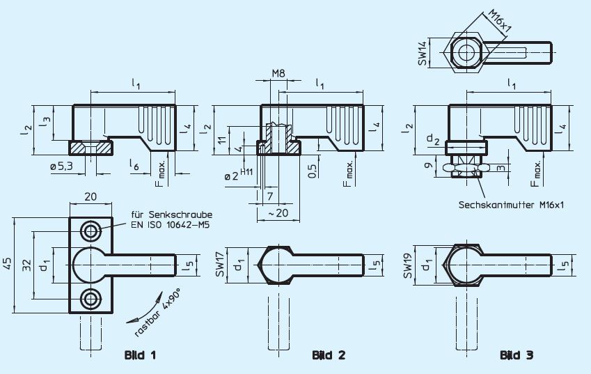 Halder 24101.0232 Drehriegel Flügelgriff einseitig 40, schwarz mit Innengewinde - EH 24101 Drehriegel - Fluegelgriff einseitig