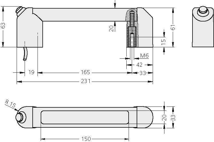 Leschhorn FG12-L02.165.11   Funktionsgriffe mit Drucktaster und LED-Beleuchtung A 165, - Zeichnung FG12 Funktionsgriffe mit LED Beleuchtung - mit-ohne Druckschalter