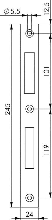 AMF 8331S Schiebetor-Schließblech, V2A, Materialdicke: 3,0 mm - LE 8331S Schliessblech -Skizze