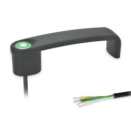 Ganter 422-ZD-T1-K-2-SR Bügelgriffe, mit elektrischer Schaltfunktion, mit Kabel - GN-422-Buegelgriffe-mit-elektrischer-Schaltfunktion-mit-Kabel-SW-schwarz-RAL-9005-strukturmatt-mit-1