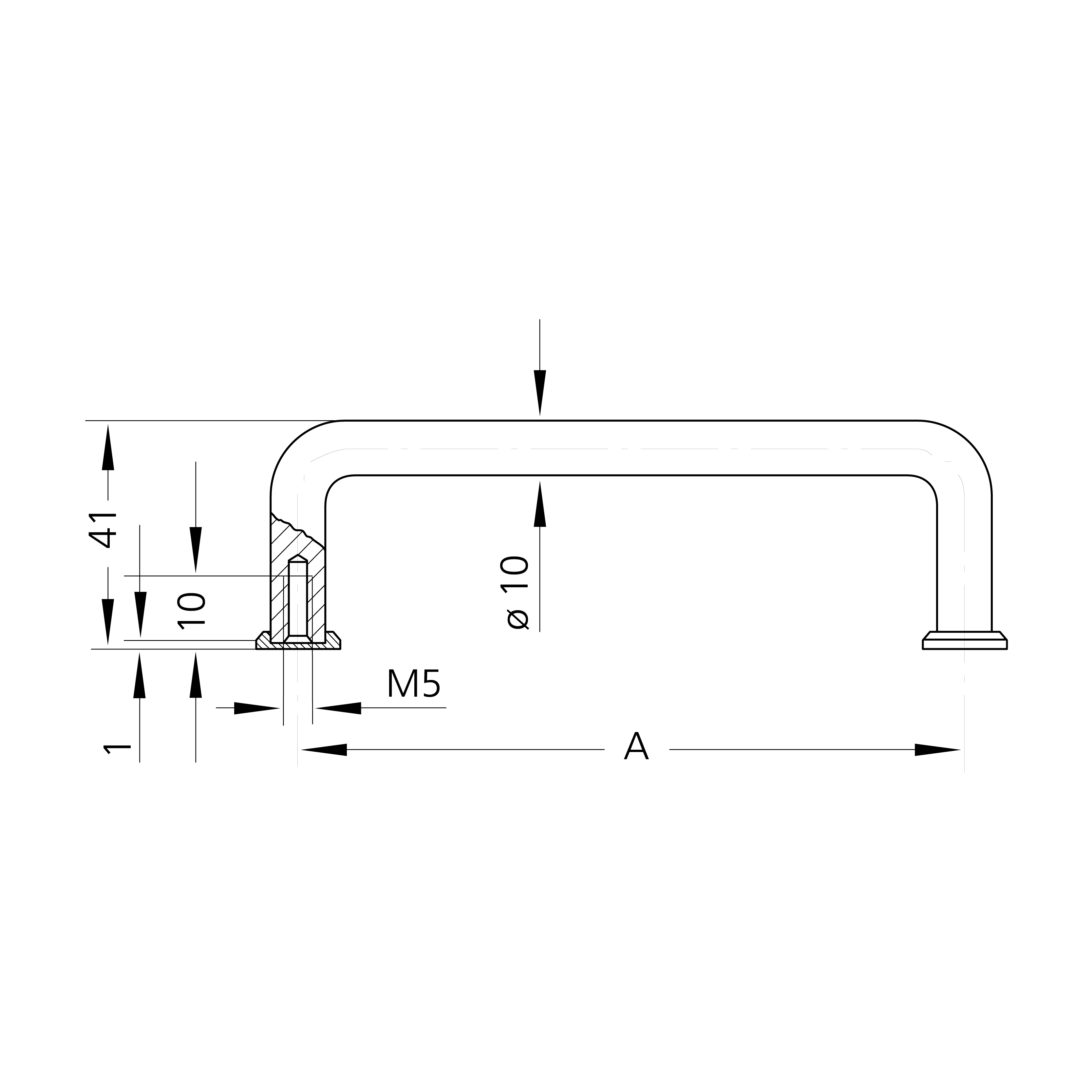 Leschhorn ERA-10.055.54 Economy Bügelgriffe, Rundaluminium, A 55, schwarz pulverbeschichtet - LE ECONOMY ERA-10 Buegelgriffe - Massblatt