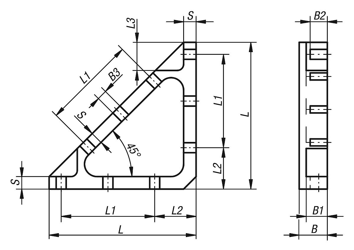 Norelem 21190-08 MONTAGE WINKEL, - NLM 21190 Montage Winkel - Massblatt