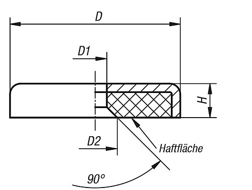 Norelem 09071-01 FLACHGREIFER, D=16 - Norelem 09071 Flachgreifer mit Senkbohrung aus Hartferrit