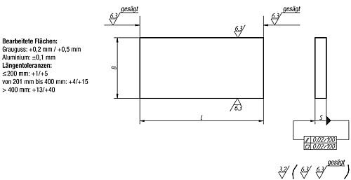 Norelem 01140-01X300 RECHTECKIGE PLATTE GG, B=40, S=10, L=300 - Norelem 01140 Rechteckige Platten allseitig bearbeitet Grauguss und Aluminium