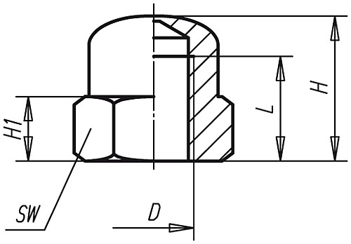 Norelem 1587 HUTMUTTER DIN 1587  M5 - Norelem 07280 Hutmuttern aehnlich DIN 1587