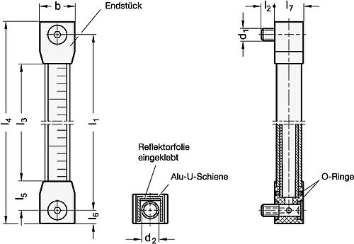 Ganter 651-300 ELESA ÖLSTANDSANZEIGER - GN 651 Oelstandsanzeiger - lange Ausfuehrung - Kunststoff-Skizze