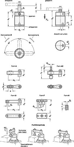 Ganter 876-25-14-L-F Schwenkspanner, mit Einschraubgewinde - GN 876 Schwenkspanner - mit Einschraubgewinde-Abbildung