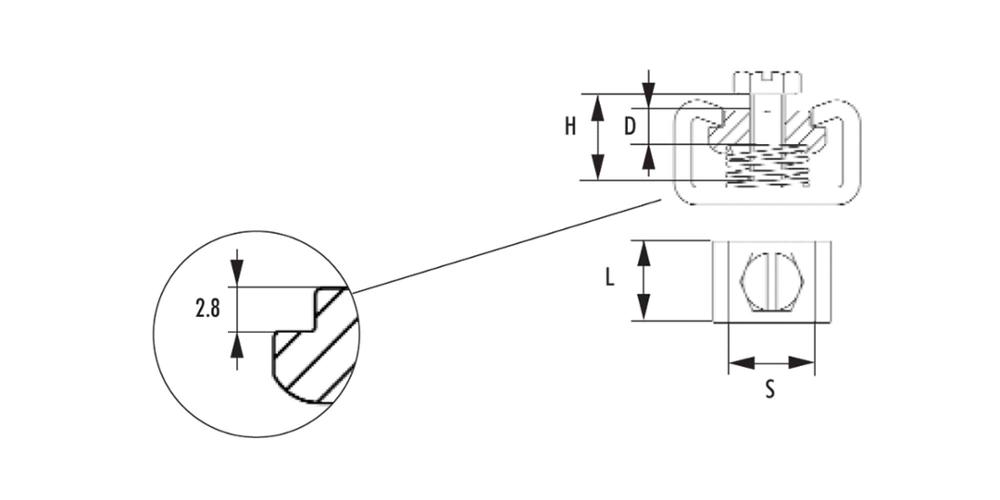 Woerz 4420/3 Nutensteine mit Schlitz C30 M3, mit Schraube, mit Feder, Material: Stahl, verzinkt, 1VPE= 100 Stück - Woertz Serie 4420 Nutensteine mit Schlitz für Profil C30 aus Stahl verzinkt_Anwendung2