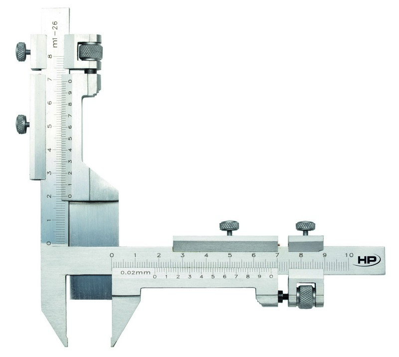 Helios Preisser 0268 201 Zahnweiten-Messschieber Messenden gehärtet, Modul 1-26 mm - Zahnweiten Messchieber