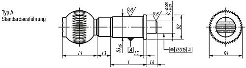 Kipp K0361.010 PRÄZISIONS ARRETIERBOLZEN D=10, ZYL. AUFNAHME, TYP A - KIPP K0361-A Praezisions Arretierbolzen mit zylindr