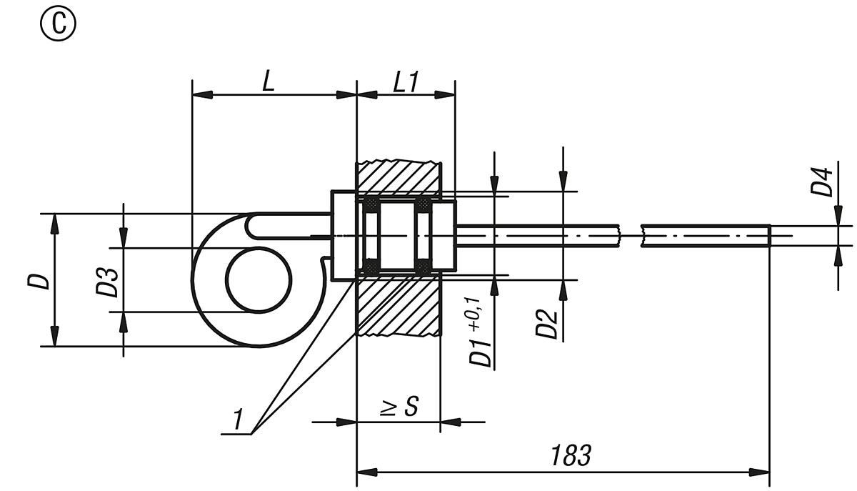 Kipp K0468.33520 ÖLMESSSTAB  FORM C, D=35  D1=20 - K0468-C OElmessstaebe Form C - Massblatt