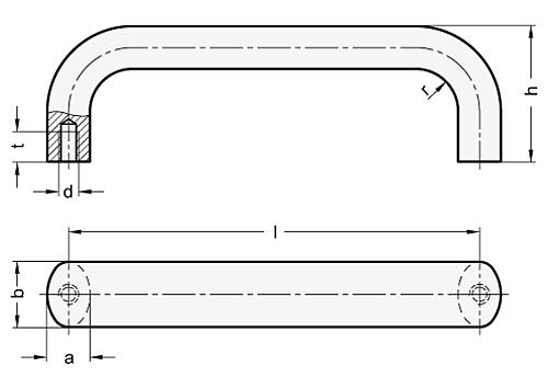 Leschhorn 565-26-250-EL BÜGELGRIFF, NATURFARBEN ELOXIERT - GN 565 Buegelgriffe - Aluminium-Skizze