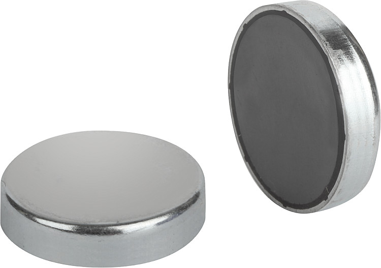 Kipp K0548.01 HALTEMAGNET FLACH, FLACHGREIFER, D=10, L=4,5 - KIPP K0548 Haltemagnet flach -Flachgreifer- aus Hartferrit