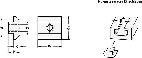 Ganter 507-8-M5 MUTTER FÜR T NUTE, ZUM EINSCHIEBEN  !!! EOL !!! AUSLAUFARTIKEL !!! EOL, Ersatz 50B-8M5-S-SZ - GN 507 Muttern fuer T Nuten-Skizze