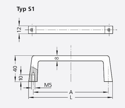 Leschhorn S1-12.025.9003A Bügelgriffe, Antibakteriell, Aluminium, A=25 - LE S1 antibakterielle Buegelgriff Serie - Massblatt