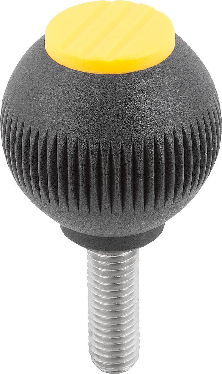 Kipp K0253.1067X15 NOVO.GRIP GRIFFKUGEL GR.1, D=25, M6X15, DECKEL RAPSGELB - K0253-1067X15 NOVO GRIP GRIFFKUGEL GR 1 - D 25 - M6X15 - DECKEL RAPSGELB