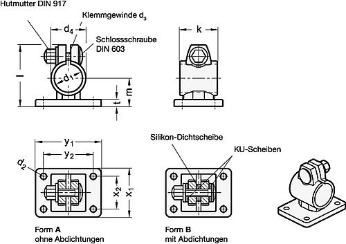 Ganter 146.5-B30-A-4 Edelstahl Flansch Klemmverbinder - GN 146-5 Edelstahl Flansch Klemmverbinder-Skizze