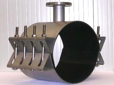 Leschhorn SST-100-120-DN40-BL300-EPDM-V4A Anbohrschellen geteilter Überschieber mit Flanschabgang, Material 1.4401 (V4A, AISI 316), EPDM, 100-120, DN40, BL300 " Umtausch ausgeschlossen" - SST Anbohrschelle V4A Schwere Aausfuehrung