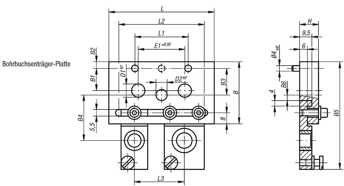 Norelem 08650-00 BOHRBUCHSENTR GER PLATTE GR. 0 !!! AUSLAUFARTIKEL !!! NUR NOCH LAGERABVERKAUF !!! - NLM 08650-BBTP Bohrbuchsentraeger Platten - Massblatt